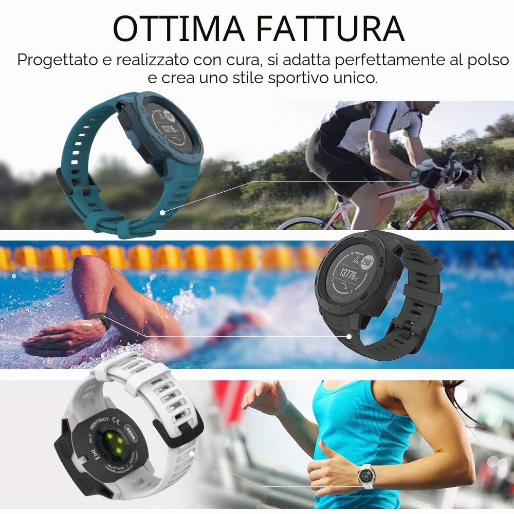 MoKo Cinturino Compatibile con Garmin Instinct/Instinct Solar/Tactical/Instinct 2 Smartwatch GPS, 22mm Braccialetto Sportivo di Ricambio in Silicone Morbido