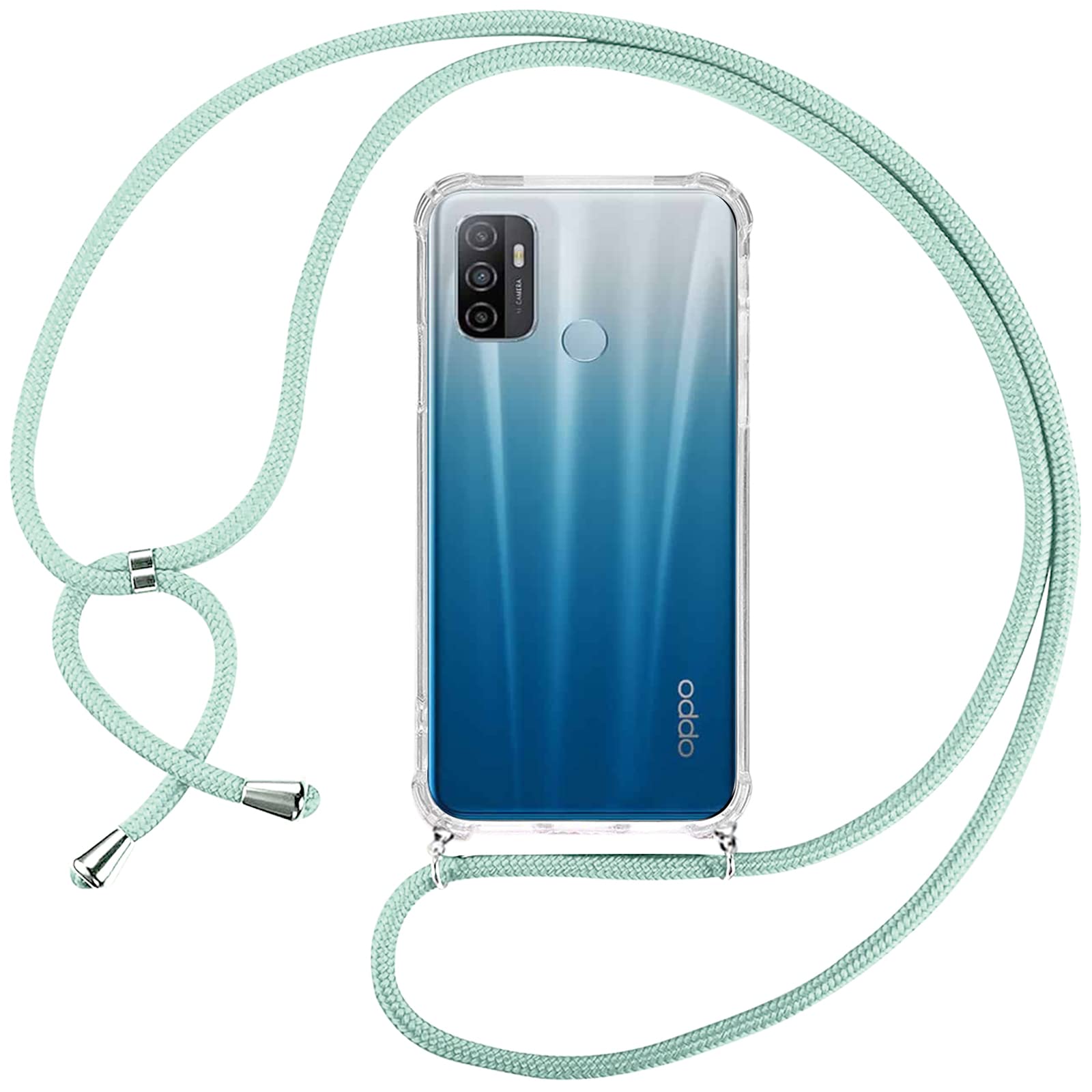 ISOI La Custodia Trasparente per Cellulare per OPPO A53/OPPO A53s 2020 con Cordino può Essere trasportata Casualmente Come Una Borsetta o Una Tracolla Quando esci - Nero