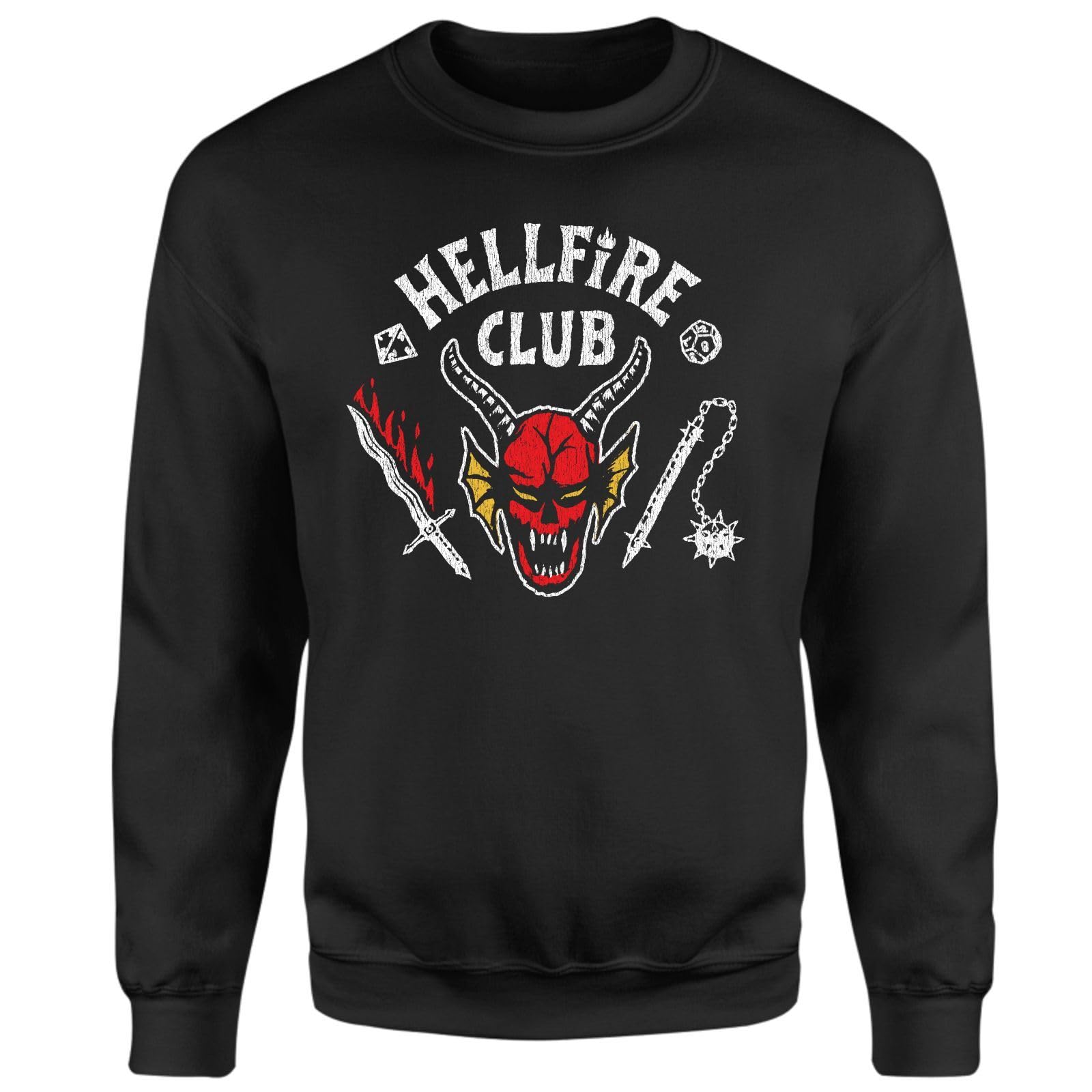 Zavvi Unisex Black Official Stranger Things Hellfire Club Vintage Sweatshirt - M