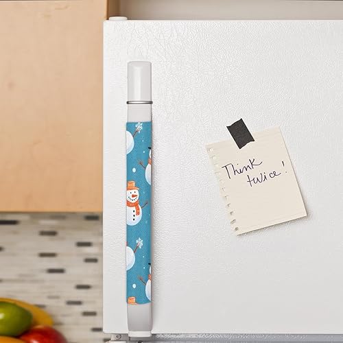 Miniatura 4 de Juego de 2 manijas de puerta de refrigerador, copos de nieve de Navidad, ahumador de invierno, manijas lavables para electrodomésticos de cocina,