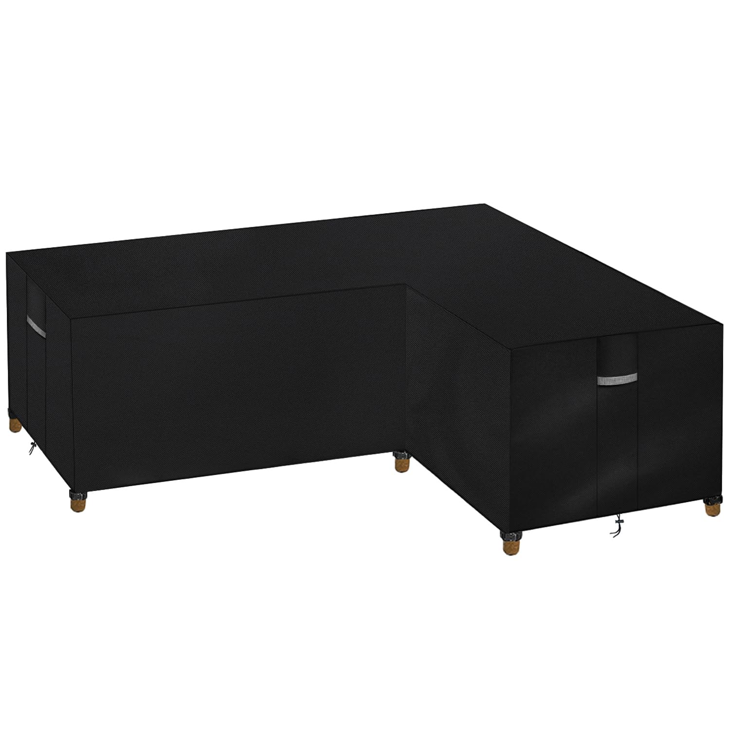 Dokon L-Shape Garden Furniture Covers Waterproof Heavy Duty Oxford Fabric Windproof Anti-UV Outdoor Rattan Corner Sofa Cover with Air Vents