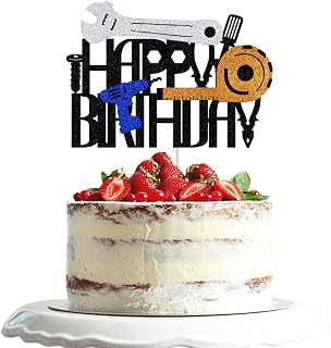 Tools Cake Topper Tools Cake Decorations Toolbox Wrench Hammer Mechanic Drill Handsaw Tape Measure Screwdrivers Themed Happy Birthday Party Decor