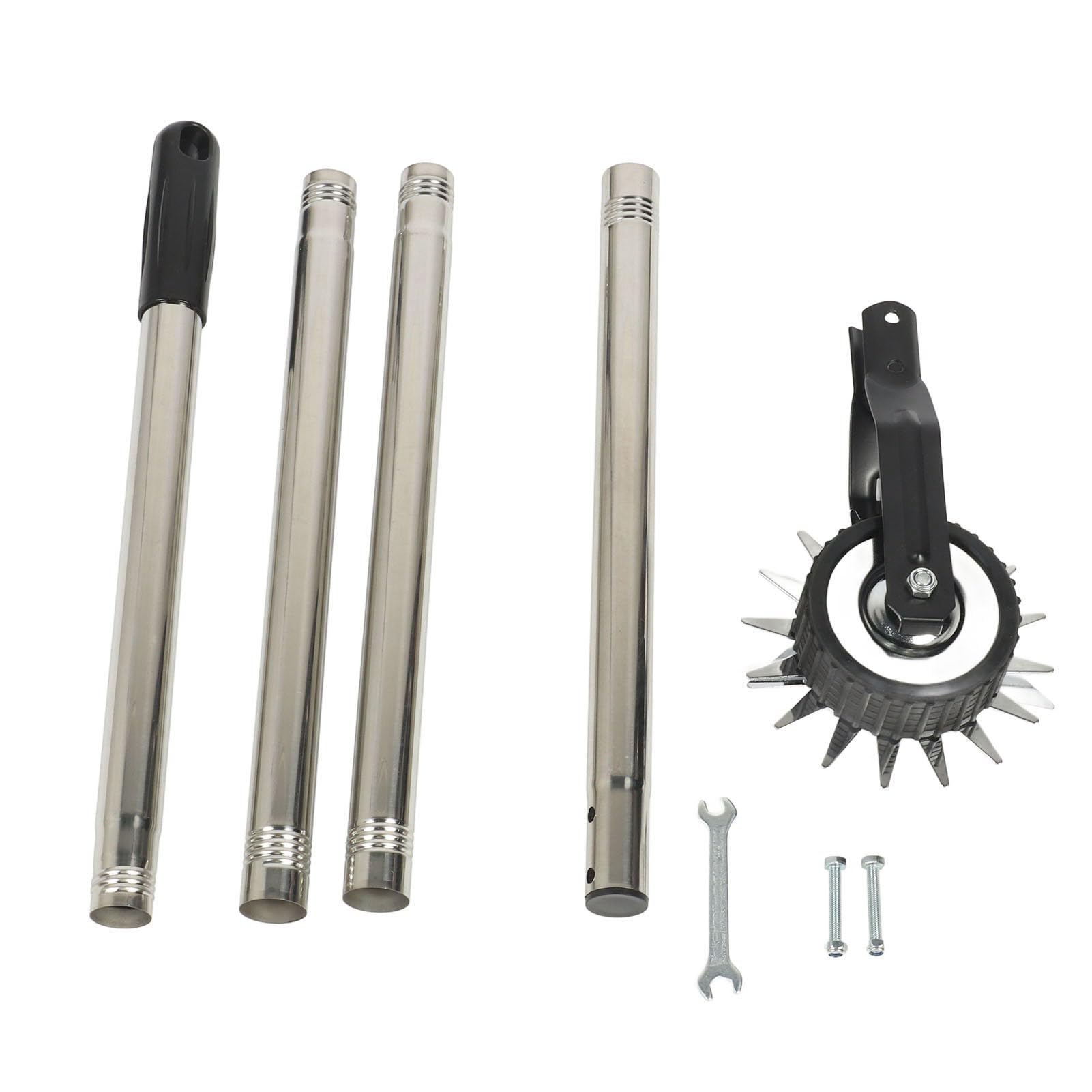 FUZHUI Manual Lawn Edger, Single Wheel Design, Manganese Stainless Steel Blade, Easy to Install Handle, Outstanding for Yard Garden Landscape Sidewalk Trimming (4 Sections)