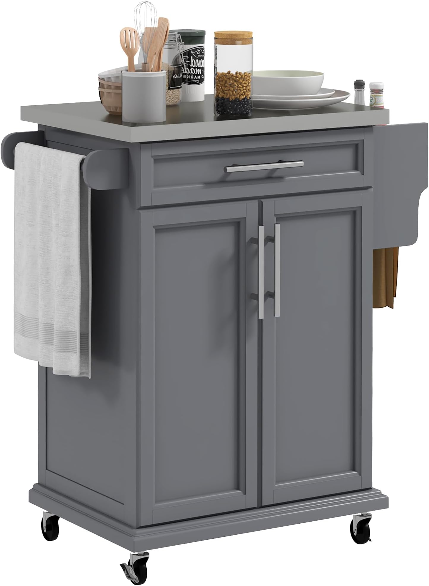Amazon.com - Homestyles Cuisine Kitchen Cart, Cherry, Stainless Top ...