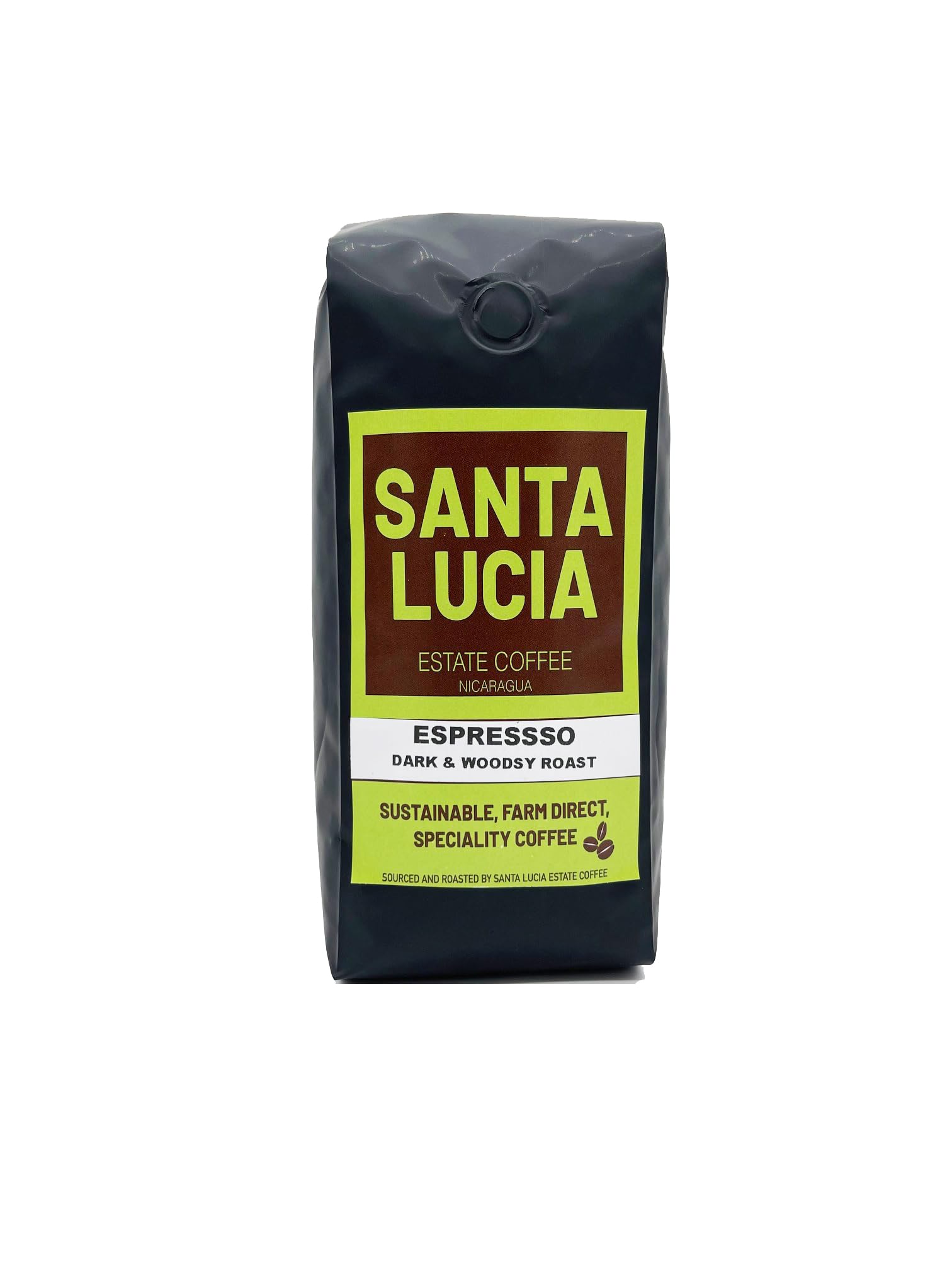 Santa Lucia Coffee Café Crema Espresso Roast Coffee - Specialty Volcanic Nicaraguan Espresso Roast - Farm-Direct, Low-Acid - Dense Golden Crema - 91-Point, Small-Batch - Whole Bean - 16oz (Pack of 1)