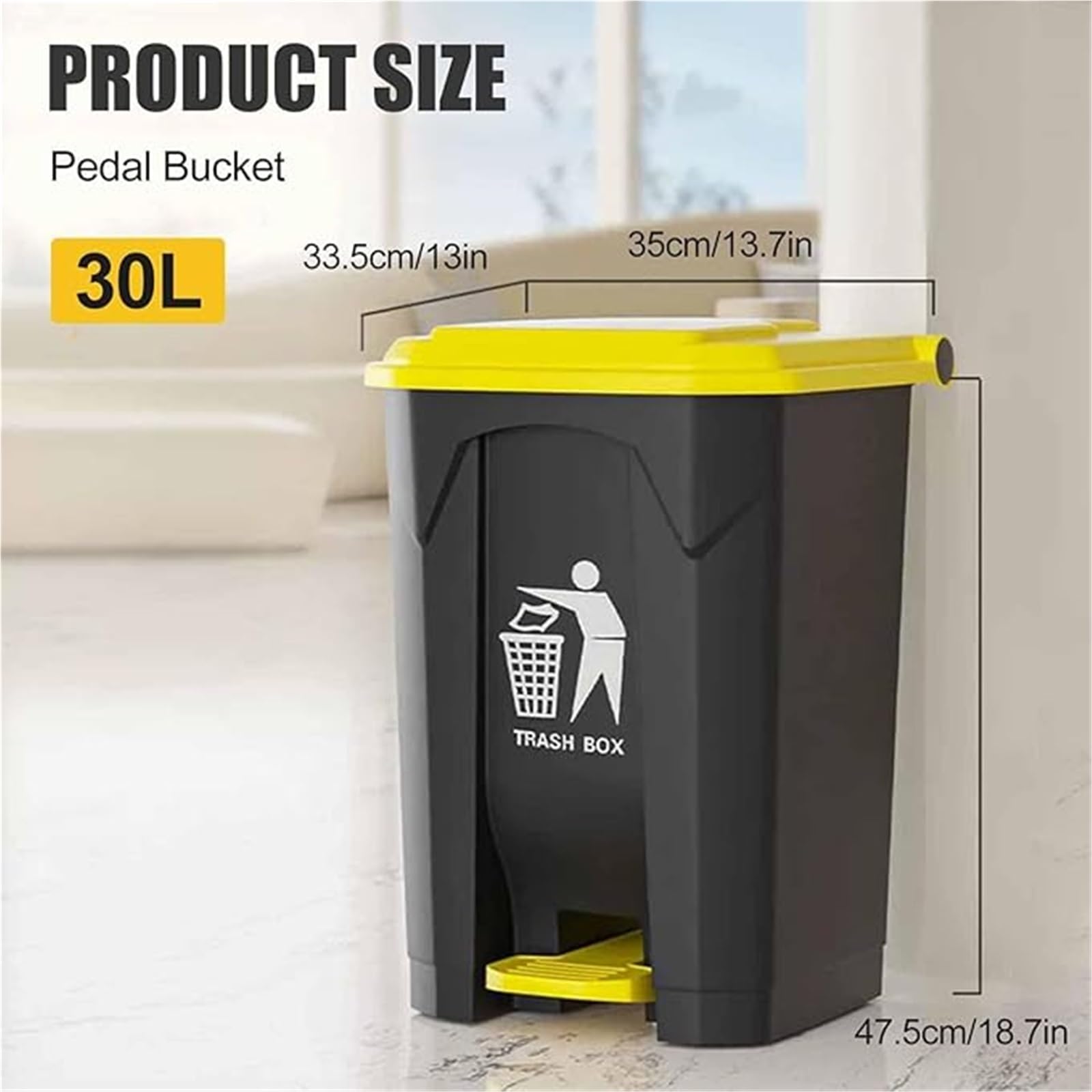 Bote Basura con Pedal 30L 50L 80L 100L Residencial Y Comercial, Con Tapa, Contenedor Basura Con Eliminación Manos Libres, Perfecto For Hogar Y Garaje(30L)