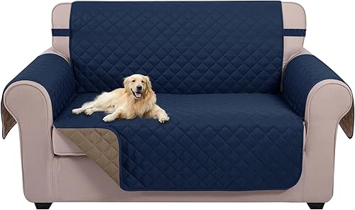 U-NICE HOME Funda de sofá biplaza, reversible para perros, con correas elásticas, resistente al agua, protector de muebles para mascotas, funda de