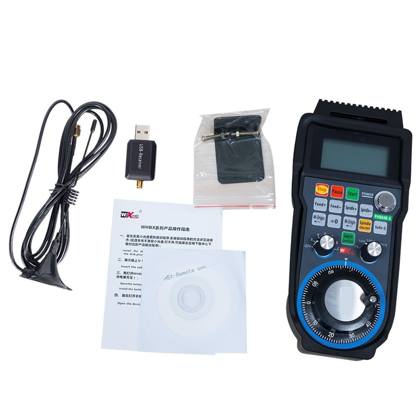 CNC programable 2. ° desarrollo CNC volante inalámbrico MPG CNC controlador de grabado con teclas personalizadas for Software PHB04B-6