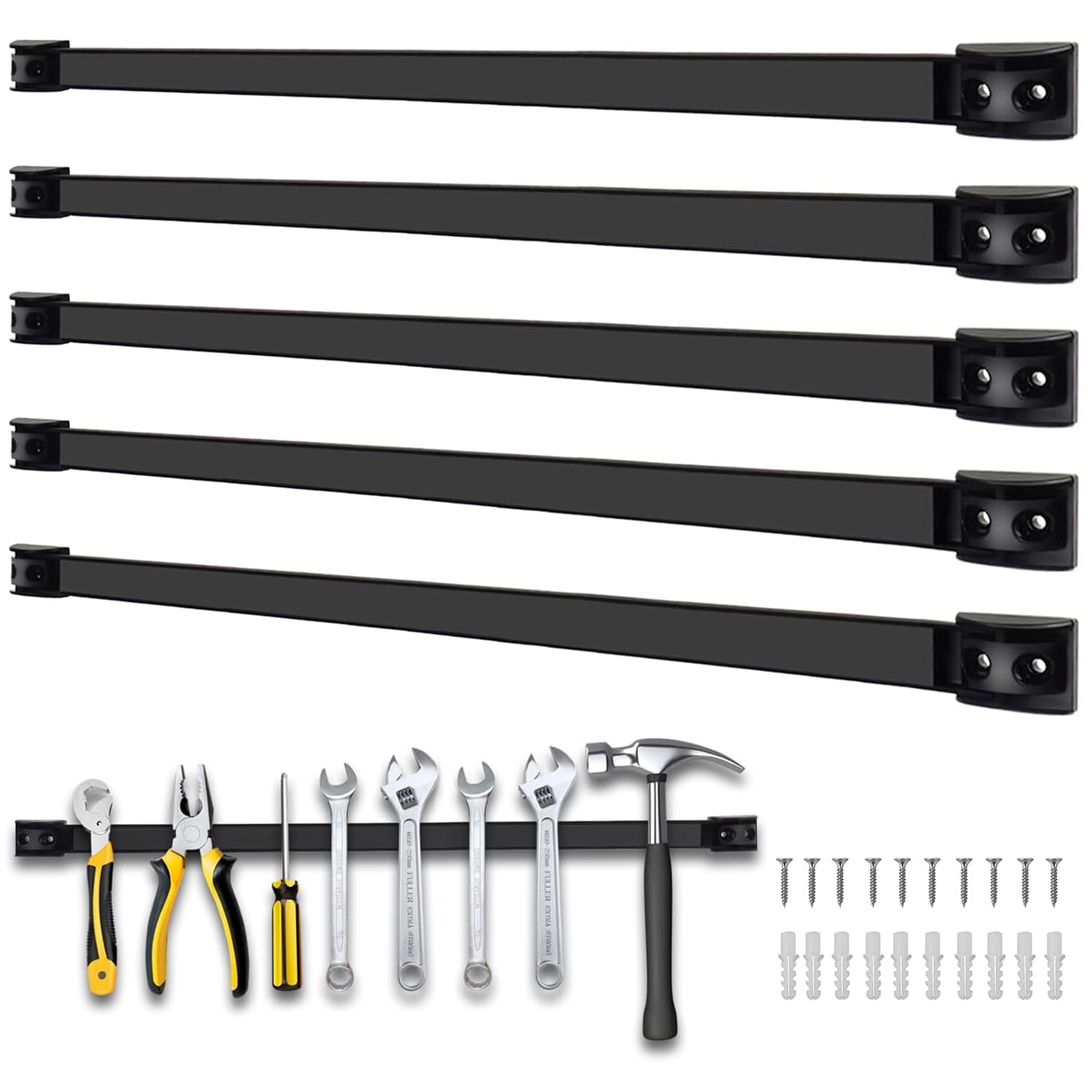 24" Magnetic Tool Holder, 5 Pack PVC-Coated Heavy Duty for Garage