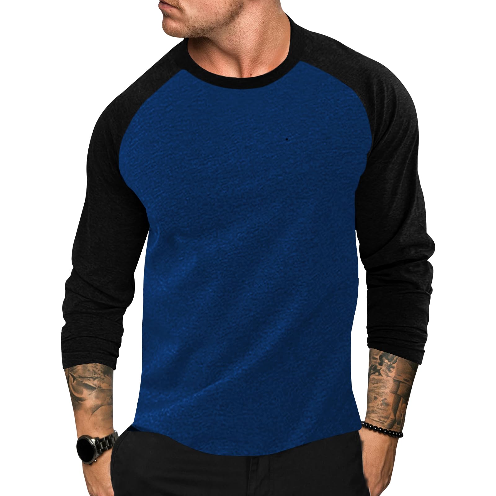 Ophestin Mens Long Sleeve T Shirt Basic Cotton Henley Shirts Casual Fashion Round Neck T Shirts Tops for Men