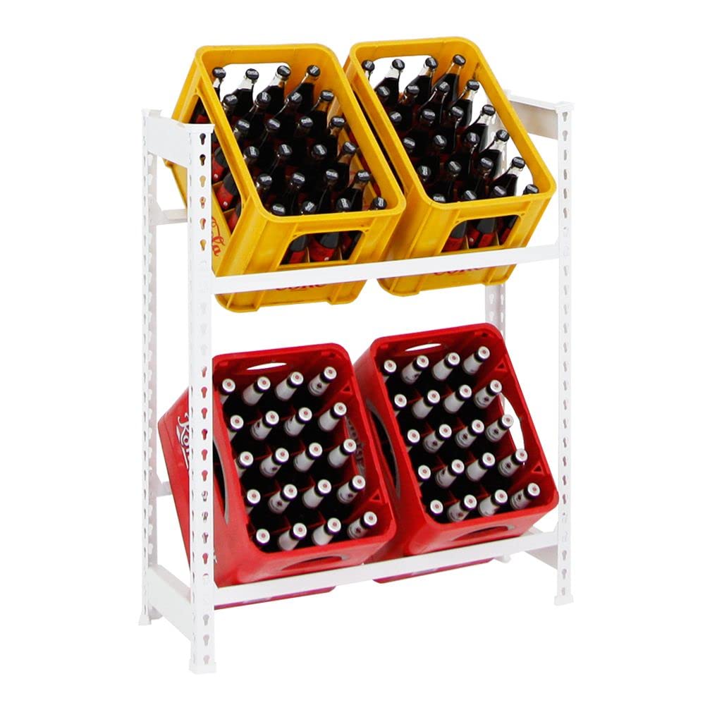 PROREGAL Getränkekistenregal Camel für 4 Kästen, HxBxT 100x80x30cm, Traglast pro Fachboden: 100 kg, Weiß, Kellerregal, Wasserkistenregal, Bierkistenregal, Garagenregal