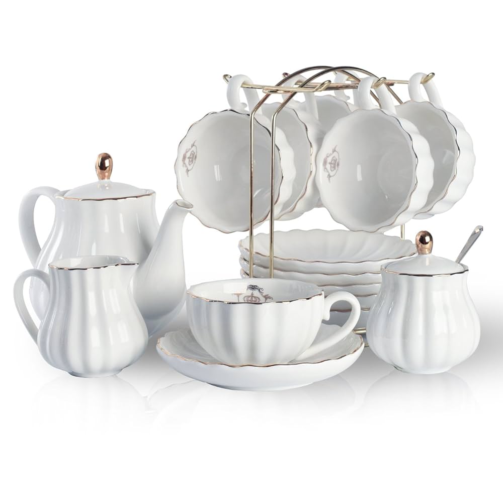 Sweejar Porcelain Tea Sets British Royal Series, 8 Oz Cups