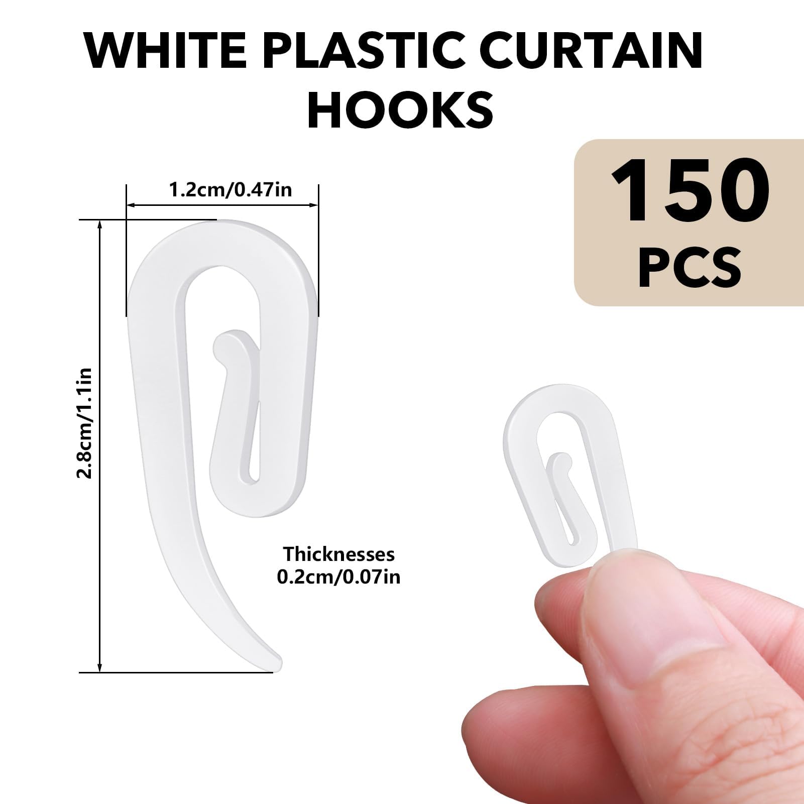 Lot De 150 Patins En Plastique Blanc Pour Tringle à Rideaux - Caravane, Douche, Fenêtre