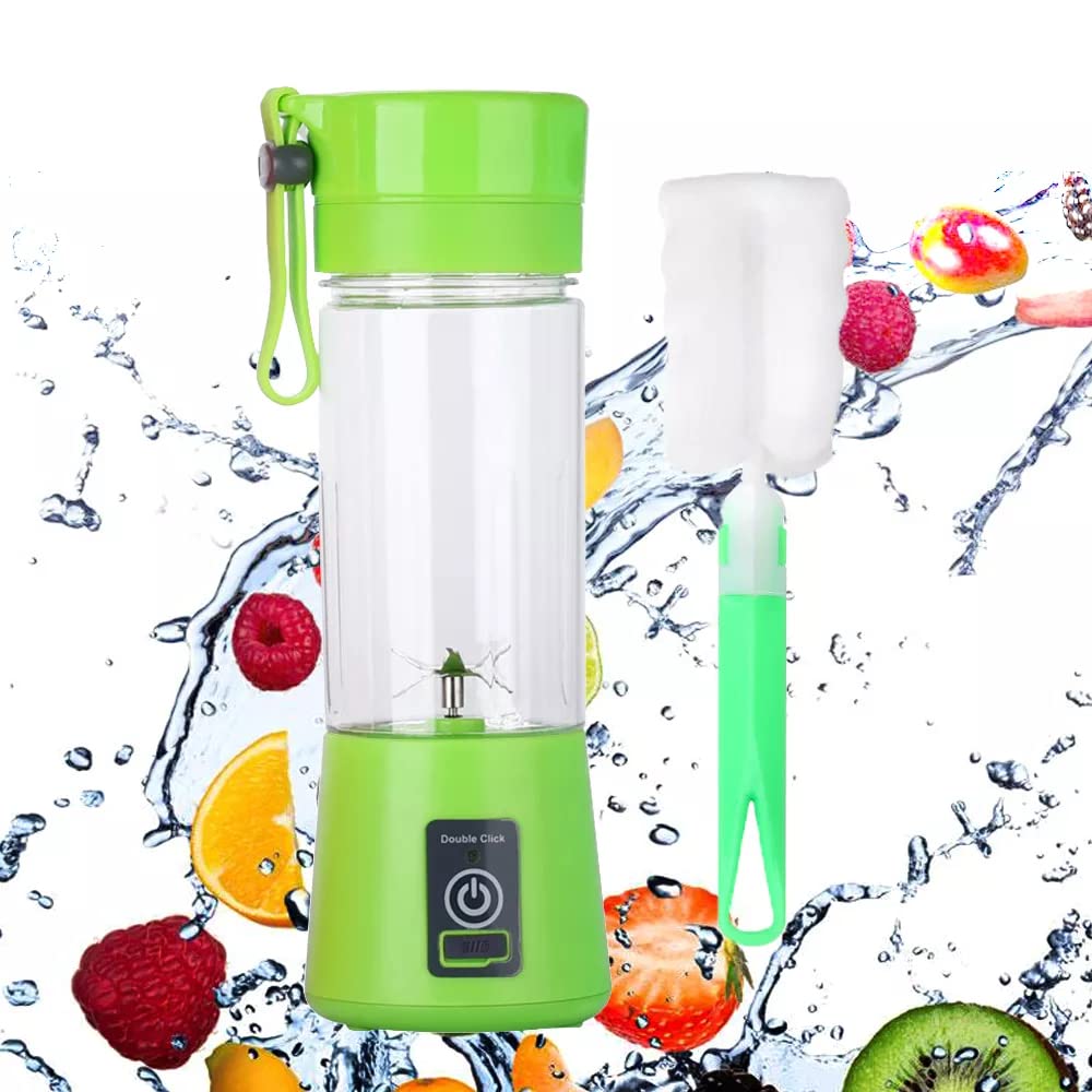 Portable blender Personal 6 Blades Juicer Cup Household Fruit Mixer, With Magnetic Secure Switch, USB Charger Cable (Green)