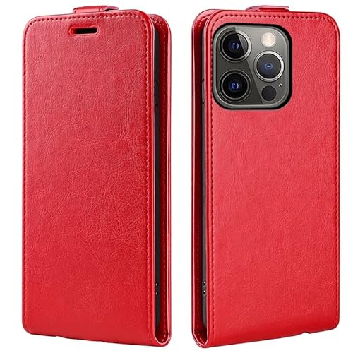 PODSI Luxury Vertical Up and Down Flip Leather phone Case For iPhone 15 14 13 12 11 Pro Max X XR XS Max 7 8 Plus SE 2020 Cover Protection Shell (Color : Red, Size : For iPhone SE 2020)