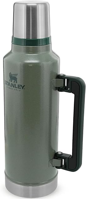 Stanley Classic Legendary Termos 1.9L Hammertone Green - Termos ze Stali Nierdzewnej Bez BPA - Utrzymuje ciepło przez 45 godzin - Szczelna nakrętka pełniąca rolę kubka - Do Mycia w Zmywarce
