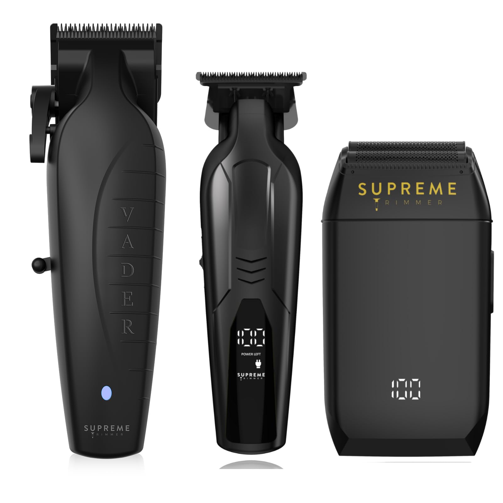 Supreme Trimmer Vader Clipper, Vader Trimmer & Crunch Foil Shaver | Professional Beard Trimmer, Men's Clippers | 3 in 1 Set, Black