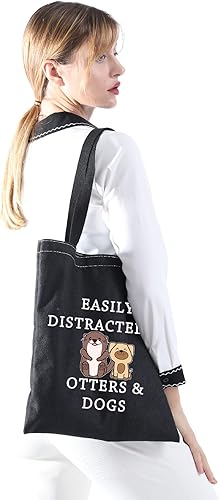 Miniatura 7 de MNIGIU Bolsa de maquillaje para amantes de los perros, fácil de distraer por nutrias y perros, con cremallera, bolsa de regalo, O-TTT Negro