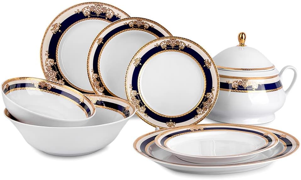 Miniatura 7 de THUN Plato de porcelana Marie Antoinette Plato ovalado para servir pescado de porcelana para aperitivos, plato ovalado para servir (12.6 pulgadas)