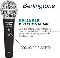 Vista 6 de Micrófono vocal dinámico, carcasa de metal, micrófono para cantar, hablar, con cable, cabina XLR de 25 pies, cardioide, con interruptor