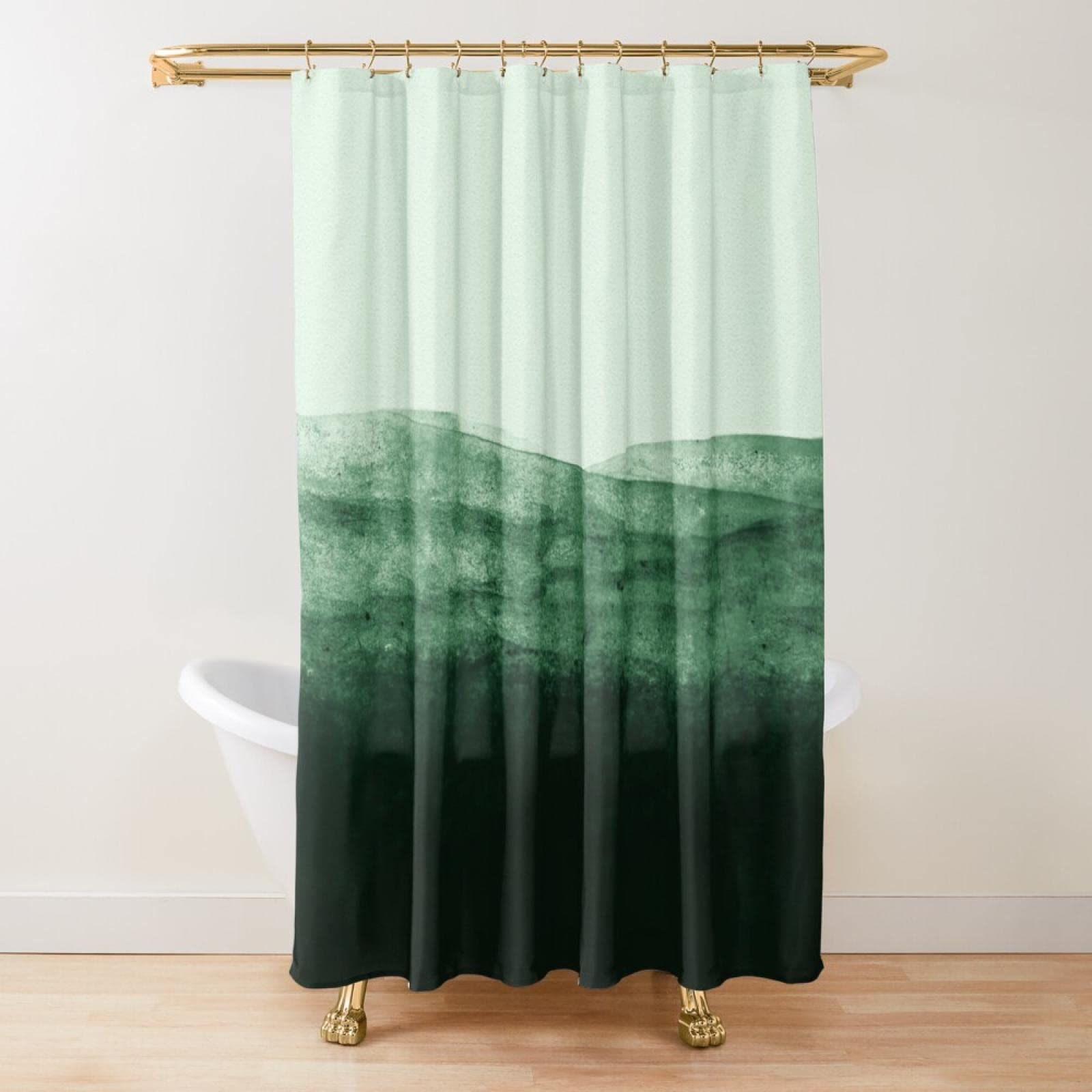 Rideau de douche en polyester imperméable avec crochets Vert sauge 180 x 180 cm Noir