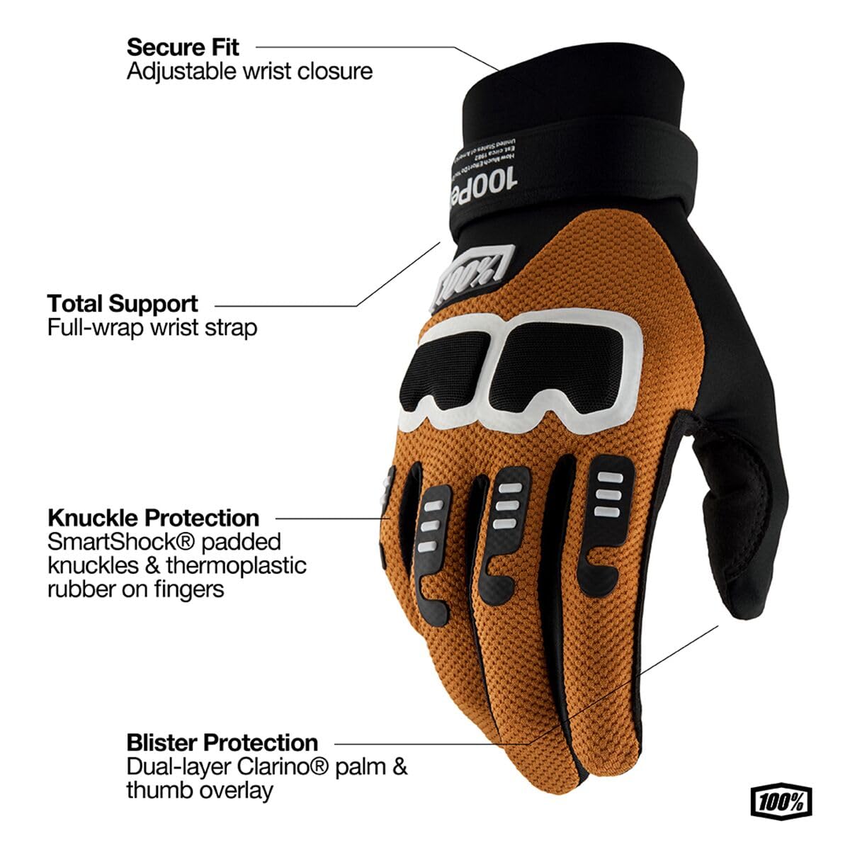 100% LANGDALE Handschuhe, Schwarz/Hellbraun, Größe L