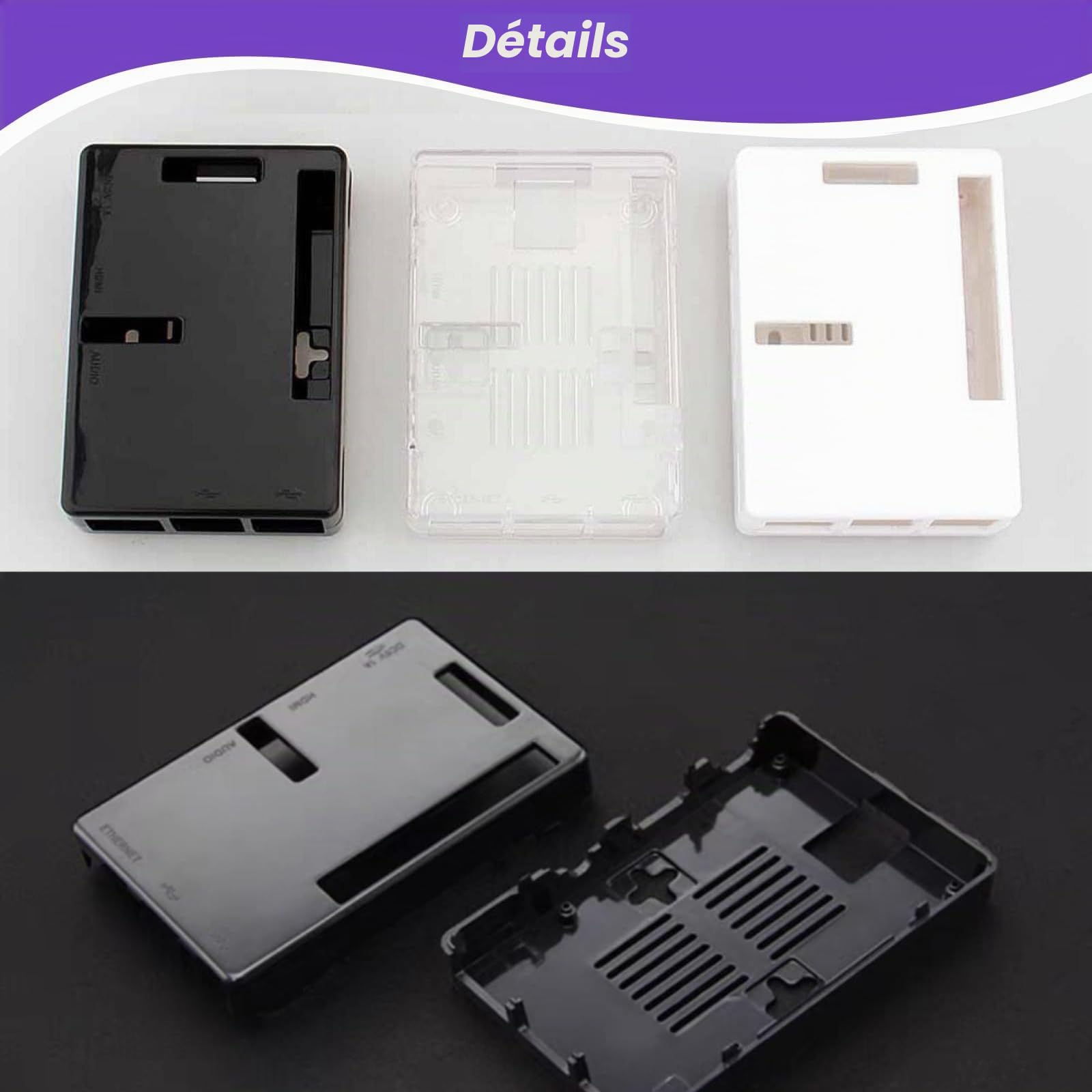 pour Raspberry Pi Modèle B + et Pi 2 Modèle B Boîte, B + Boîtier Noir en Plastique ABS Couverture Shell Sac Boîtier Ordinateur Boîte Fit pour Raspberry Pi 2 Modèle B
