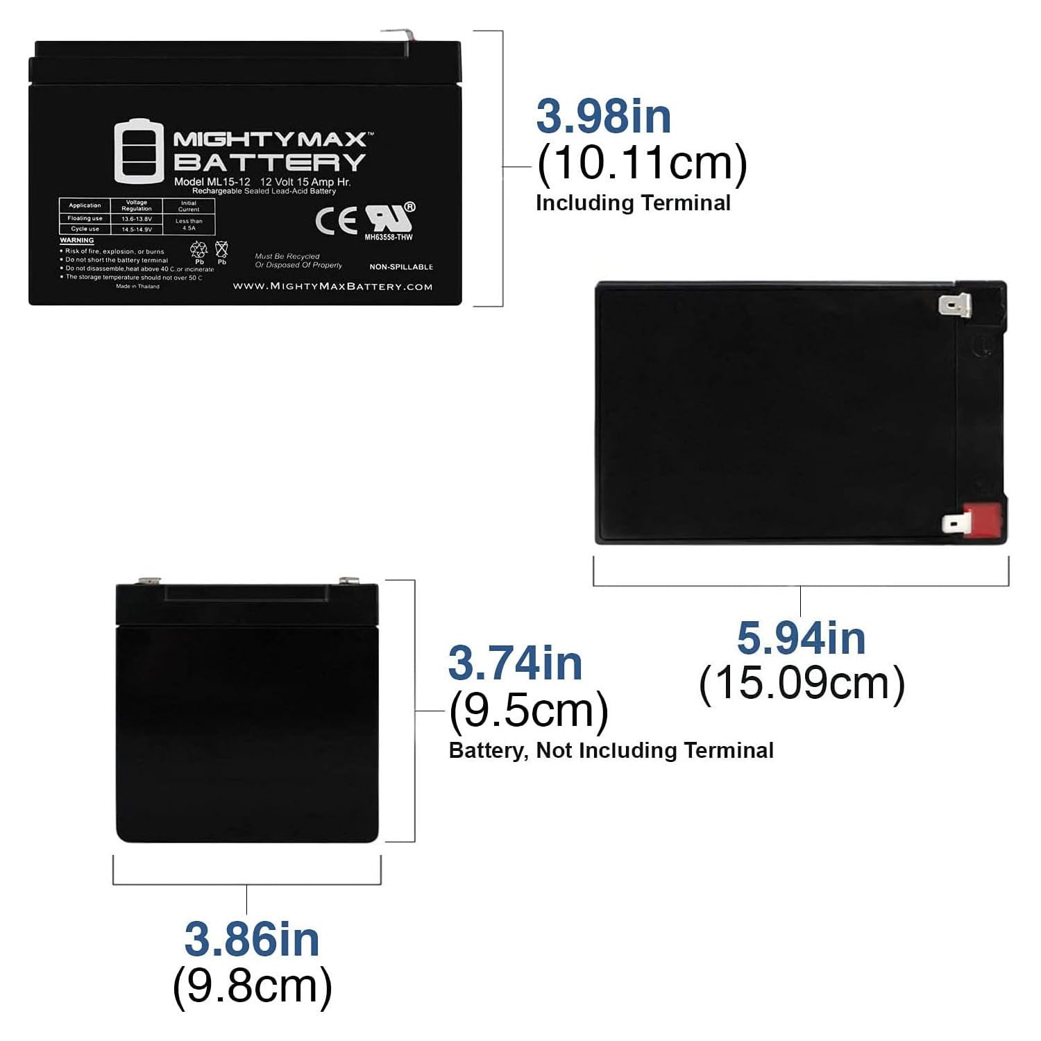 Amazon.com: Mighty Max Battery 12V 15AH Replacement Battery