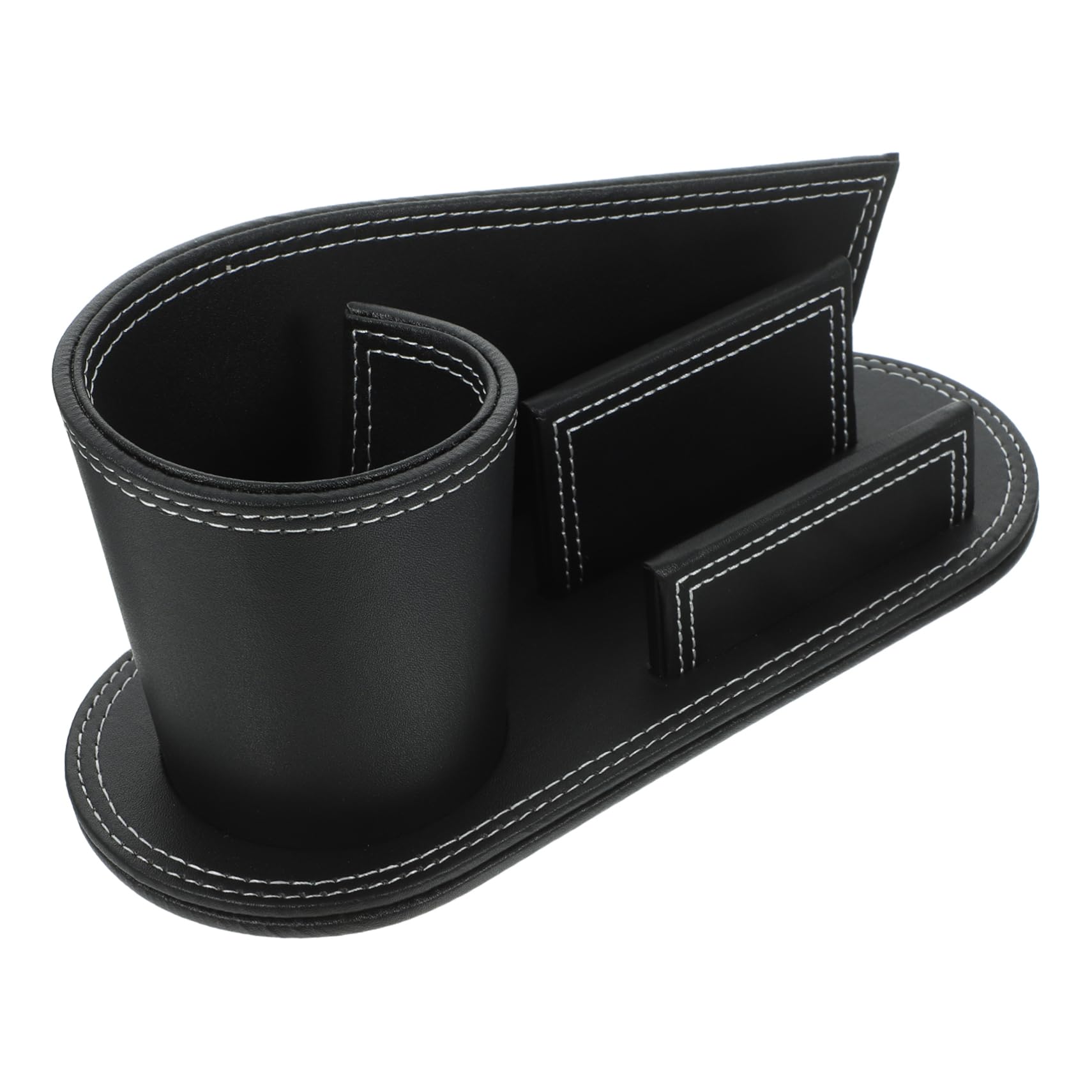 Portapenne da Scrivania in Cuoio Nero, Organizer Ufficio