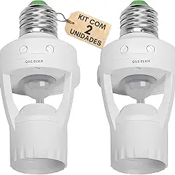 Kit 2 Sensor de Presença com Fotocélula para Soquete E27 110V/220V