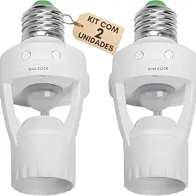 Kit 2 Sensor de Presença com Fotocélula para Soquete E27 110V/220V