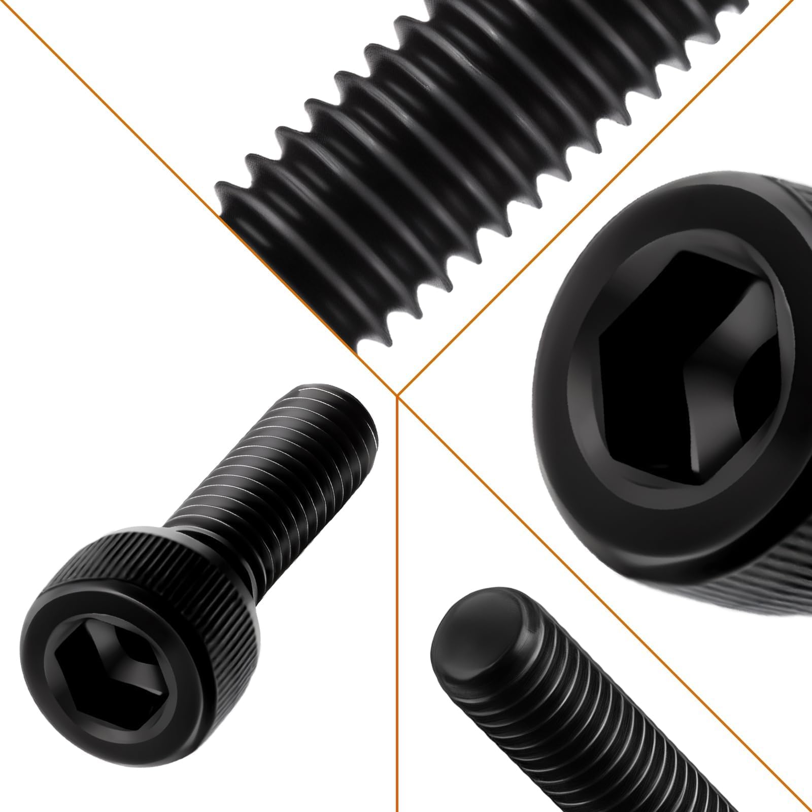 SWTYExt Śruby z łbem sześciokątnym M6 x 100 mm, śruby cylindryczne z gniazdem sześciokątnym, ze stali węglowej, śruby z pełnym gwintem, śruby sześciokątne, czarne, śruby imbusowe do akcesoriów