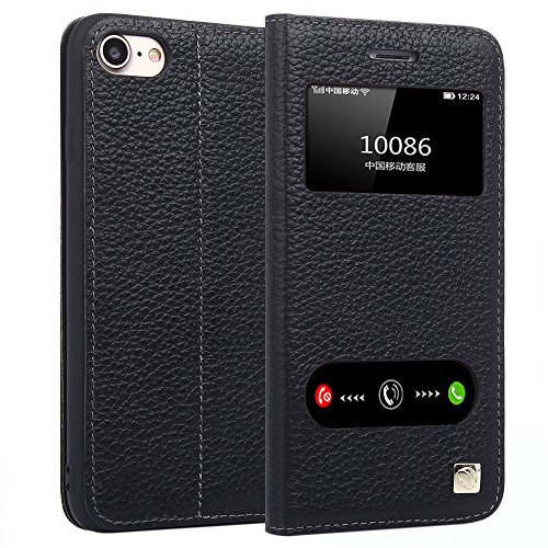 iPhone 7 Case iPhone 8 Leather Case Ultra Thin Flip Cover Case Dual Window View Stand Feature Genuine Leather Phone Case for Apple iPhone 7 / iPhone 8 by Make mate (Black) iPhone 7 Case iPhone 8 Leather Case Ultra Thin Flip Cover Case Dual Window View Stand Feature Genuine Leather Phone Case for Apple iPhone 7 / iPhone 8 by Make mate (Black)