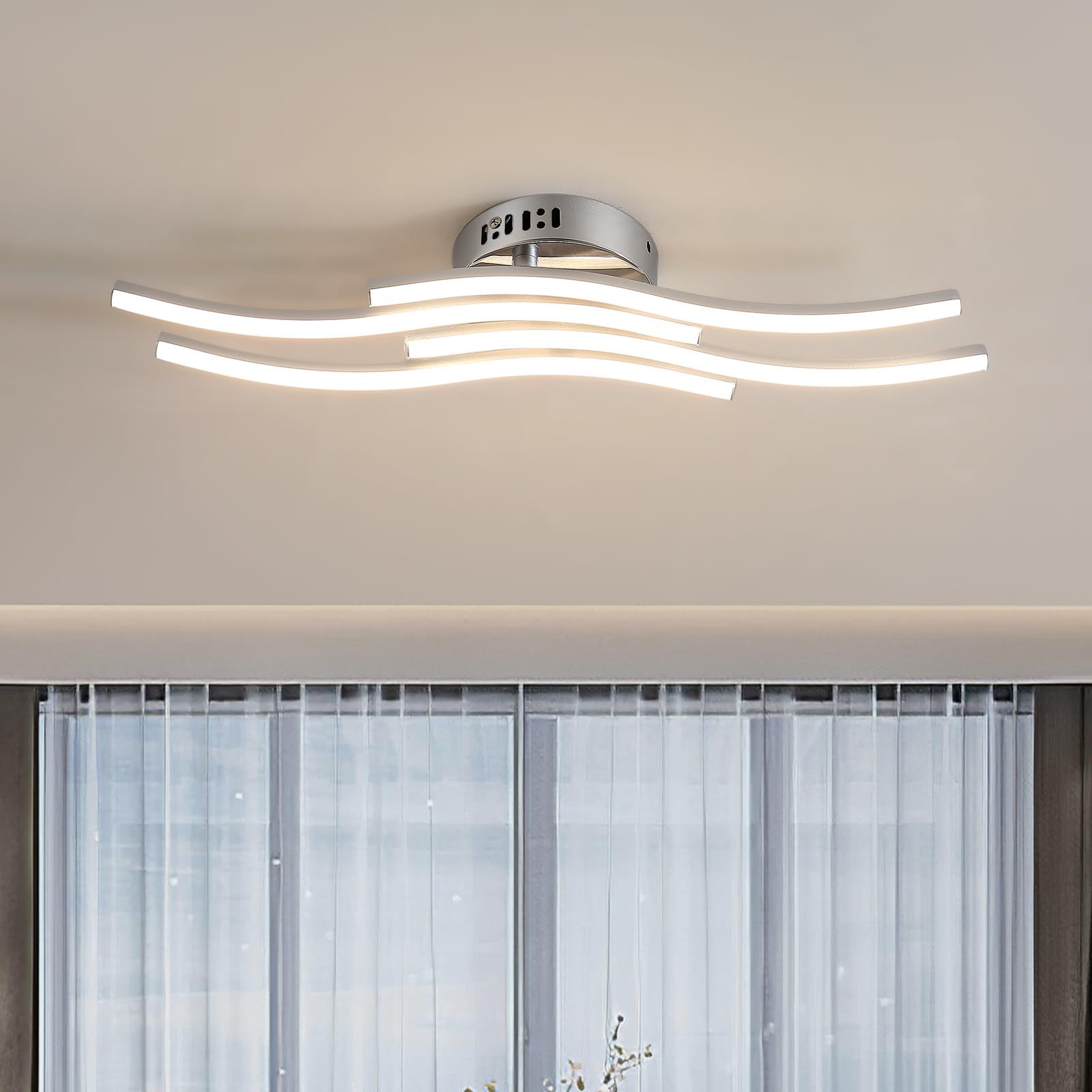 Goeco 24W Modern LED Ceiling Light, Elegant Curved Design Ceiling ...