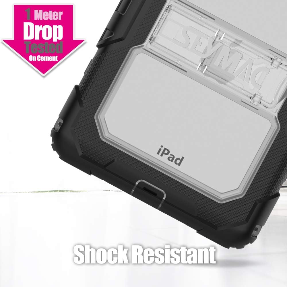 SEYMAC stock Case for iPad Mini 1/2/3, Protection Case, with [Portable Shoulder Strap]&[Built-in Kickstand] for iPad Mini 1, iPad Mini Retina, iPad Mini 3 - Clear/Black
