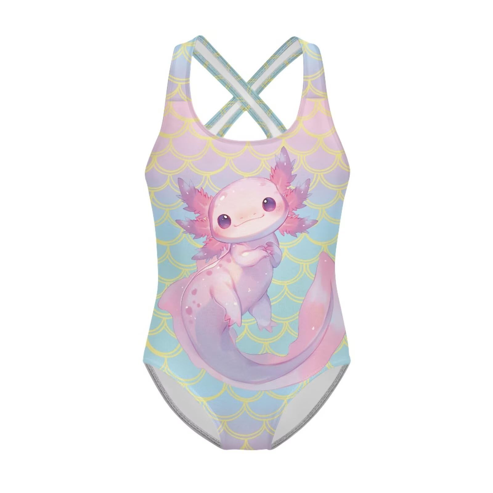 Xpyiqun Swimsuit for Girls One Piece Bathing Suits Size 5-14 Sleeveless Swimwear Cross Shoulder Strap Swimming Wear