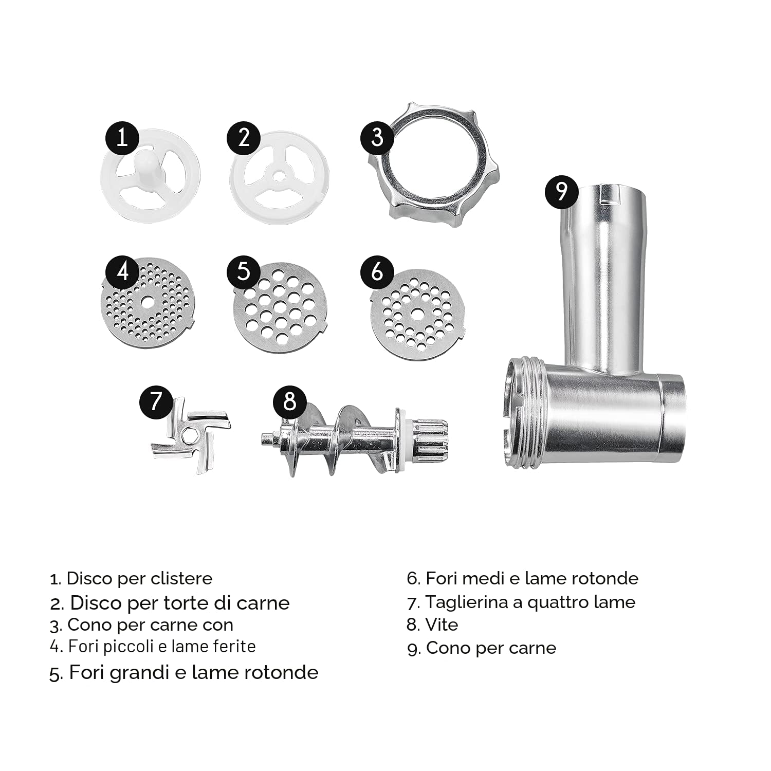 Edihome, Tritacarne Elettrico, Tritacarne Professionale, 2200W, Multifunzionale con 3 Piastre di Taglio e Ripieno per Salsicce (Nero/Bianco)