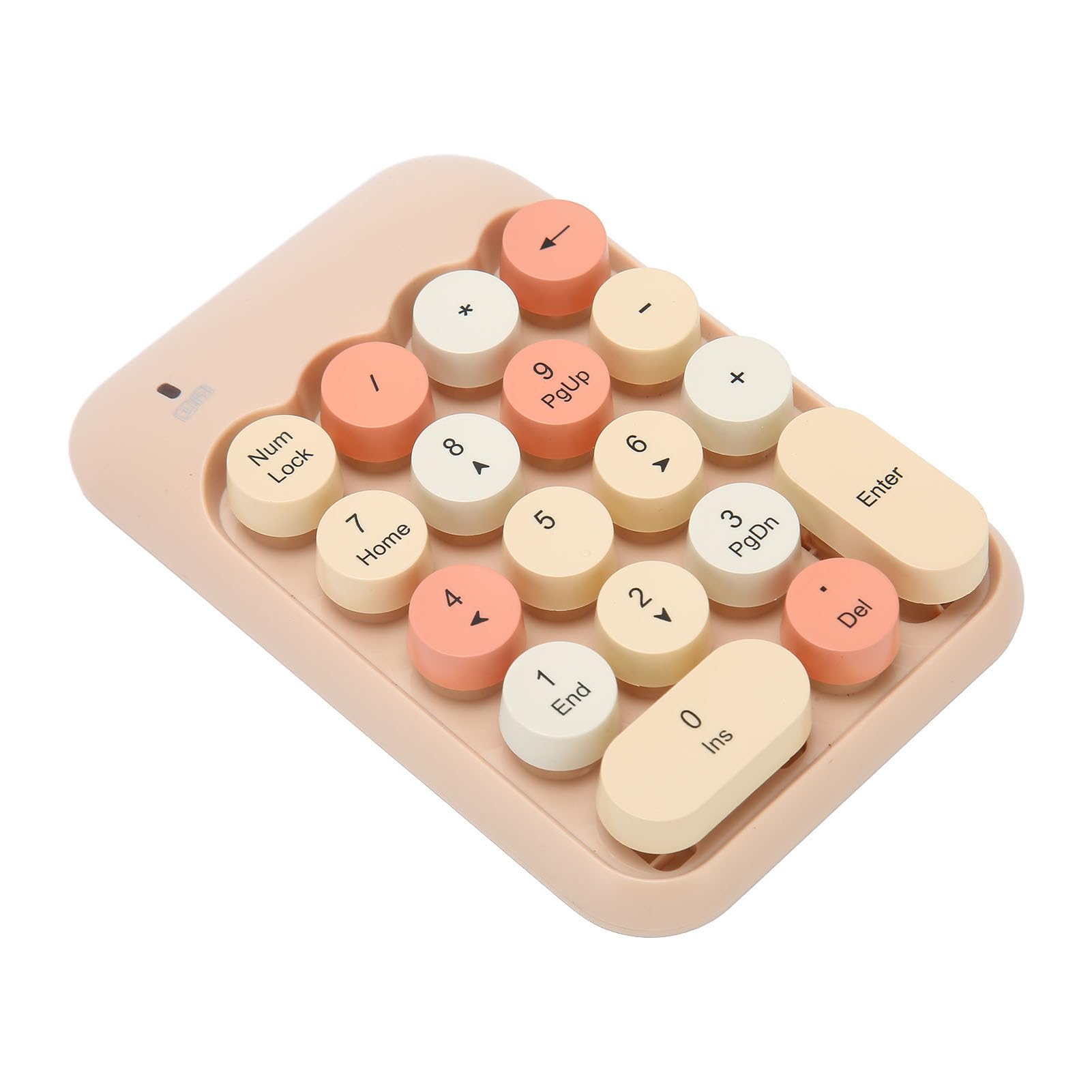 YOUTHINK Portable Silent Number Pad, Retro Style Edge Technology USB Receiver Containing Shortcut Keys Numeric Keypad with Calculator Function for PC Desktop Laptop (Milk Tea Color Mixed