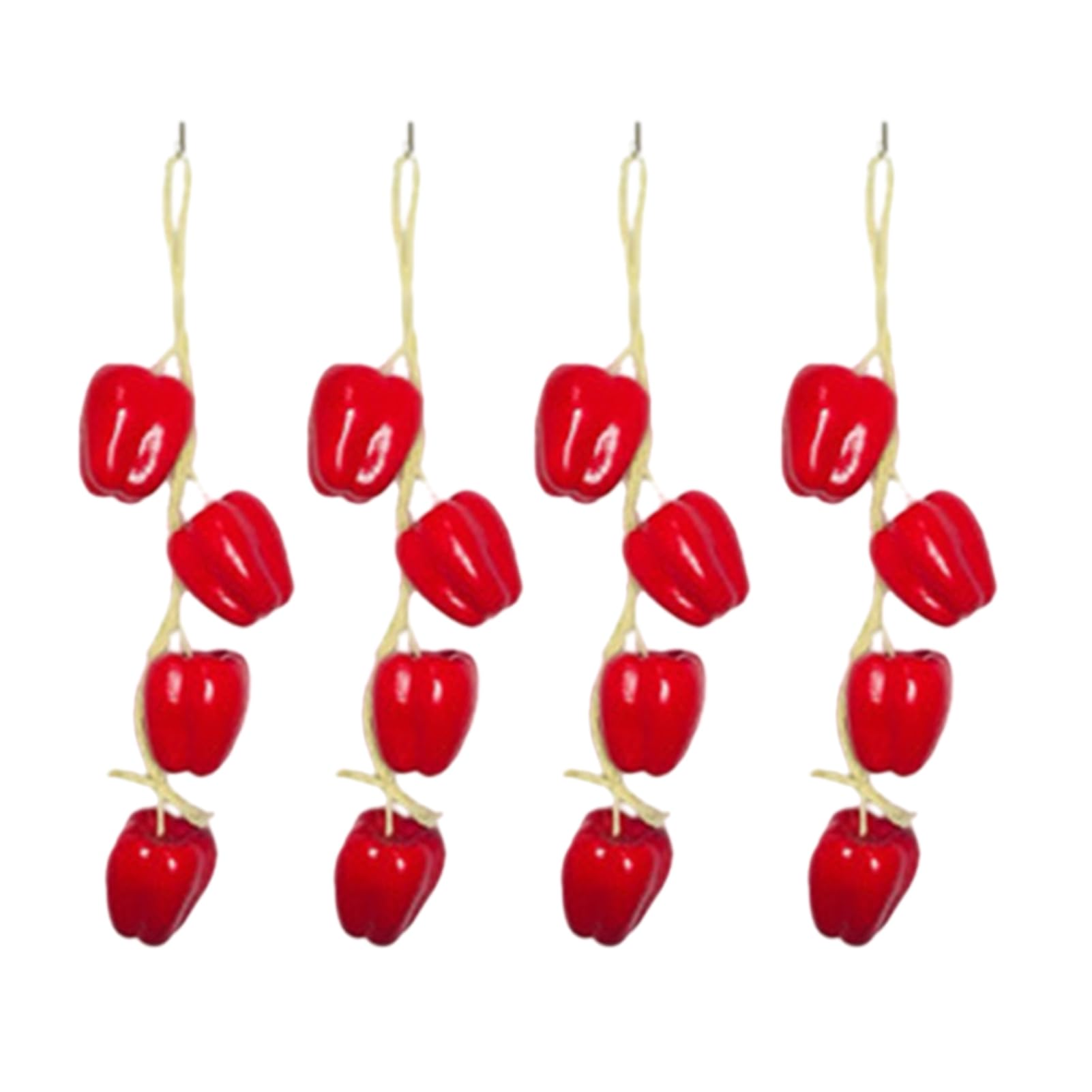 Tuxoiou Simulation Artificial Vegetable Ornaments, Artificial Garlic Strings Chili Pepper, Fake Hanging Plant Realistic Looking for Store Decor Photography Props K 4pcs