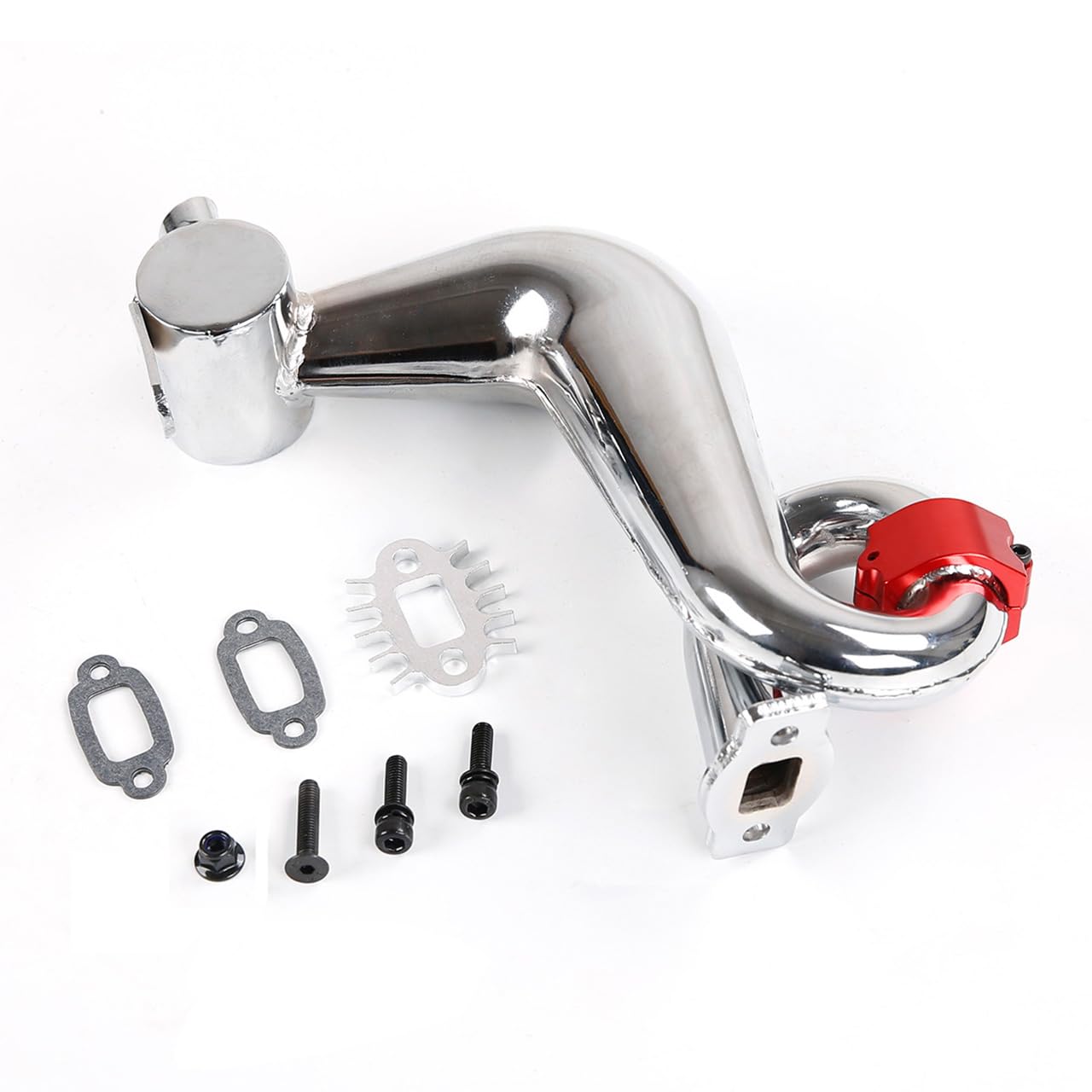 FLMLF SS Silencing Exhaust Pipe/Tuned Pipe Set of 23CC~36CC Engine for 1/5 HPI ROFUN BAHA ROVAN KM BAJA 5B 5T 5SC Rc Car Parts (Red)