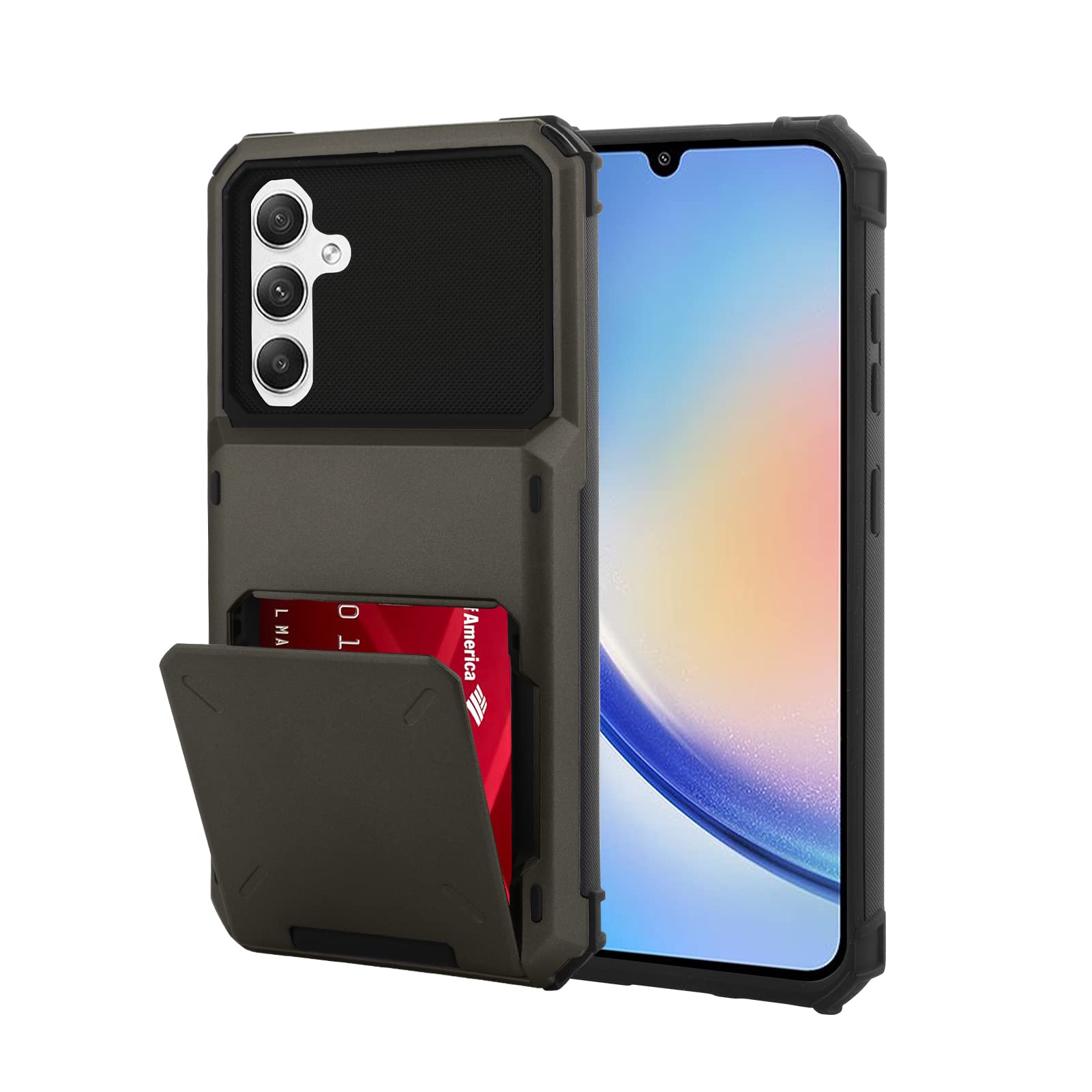 Marphe Wallet Case for Samsung Galaxy A34 5G Case with 4-Card Credit Card Holder Slot Shockproof Cover Hybrid Heavy Duty Protection Armor Phone Case Compatible with Samsung Galaxy A34-Gray