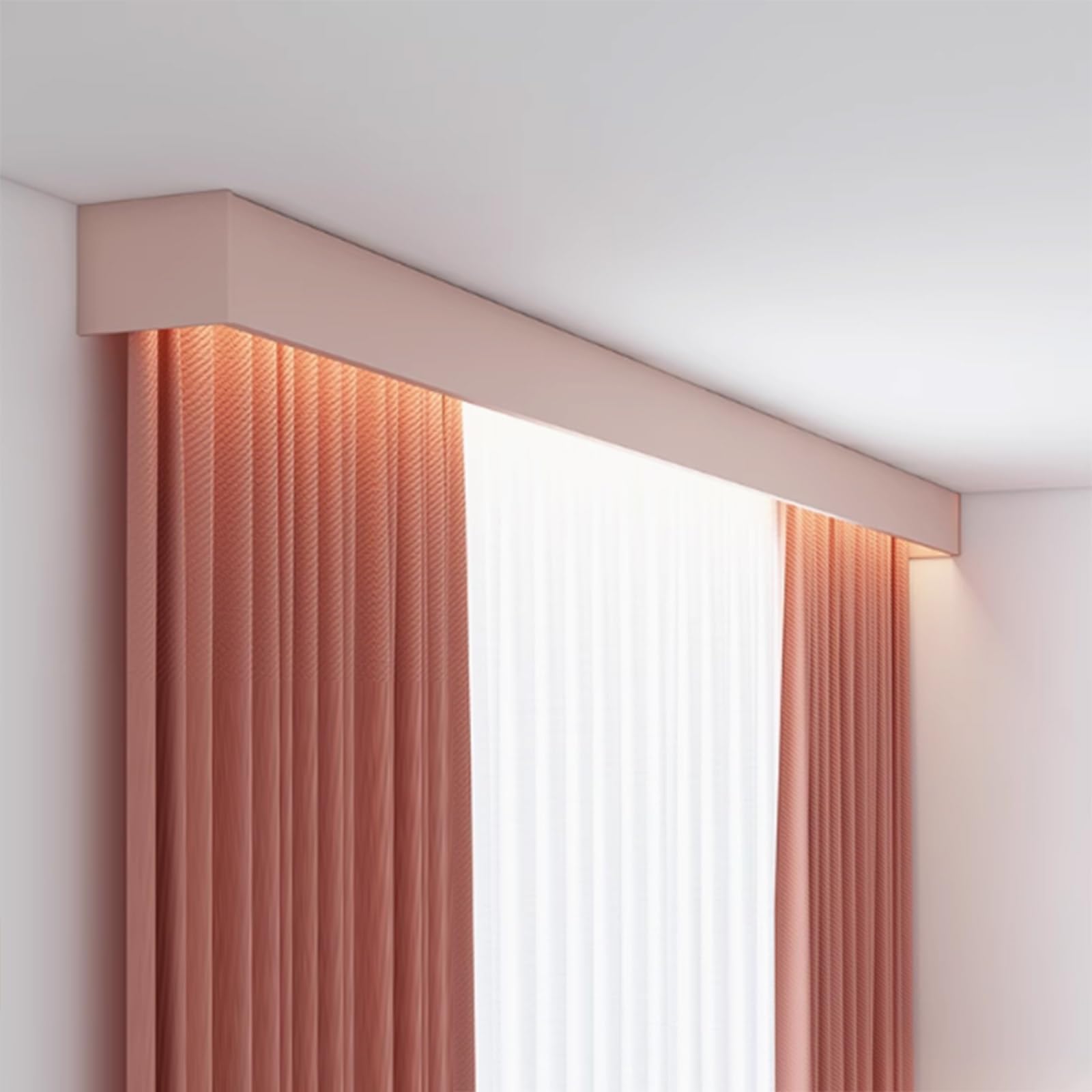 Double rail de rideau de plafond 3 en 1 et cantonnière de séparation