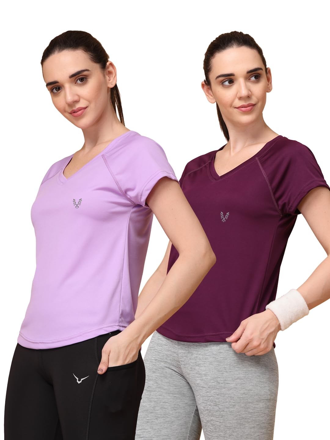 uzarus Women's V-Neck Sports T-Shirt | Pack of 2 | Gym, Yoga & Activewear Top-picture-24