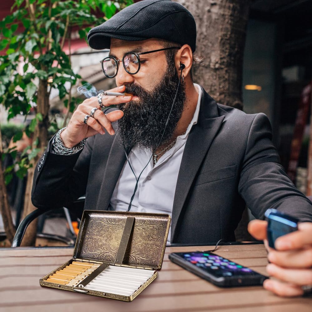cigarette tin for roll ups amazon Kytpyi Cigarette Case for Roll Ups, Tobacco Tins for Men, Cigarette Tin for  Roll Ups, Portable Vintage Elegant Metal Cigarette Box, Tobacco Tin for