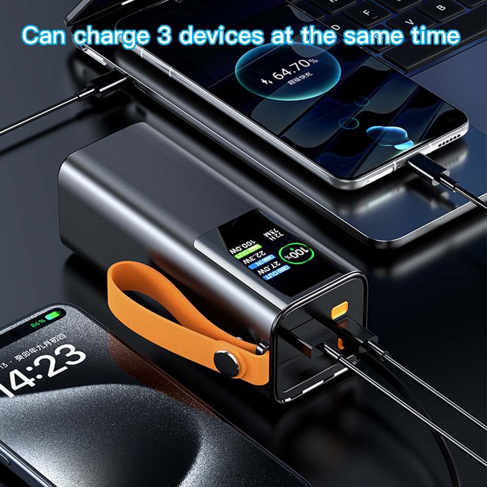 Power Bank per Laptop in Lega di Alluminio A Ricarica Rapida da 100 W, 20000 mAh, Caricabatterie Portatile con Schermo, Batteria Esterna da Viaggio, può Essere Portato in Aereo(Color:Black)