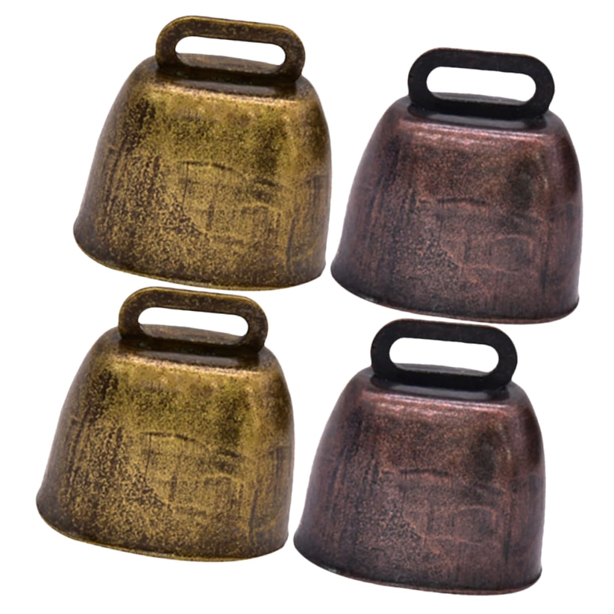 GANAZONO 4Pcs Vintage Metal Cow Bells Loud Sheep and Horse Call Bells Tiny Hanging Decorations for Cattle and Pets Sound Durable Craftsmanship for DIY Projects