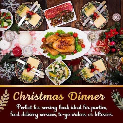 Image of Confettiville Christmas Paper Plates, 50-Count Disposable Christmas Dinner Plates, Scalloped Gold, Party Supplies