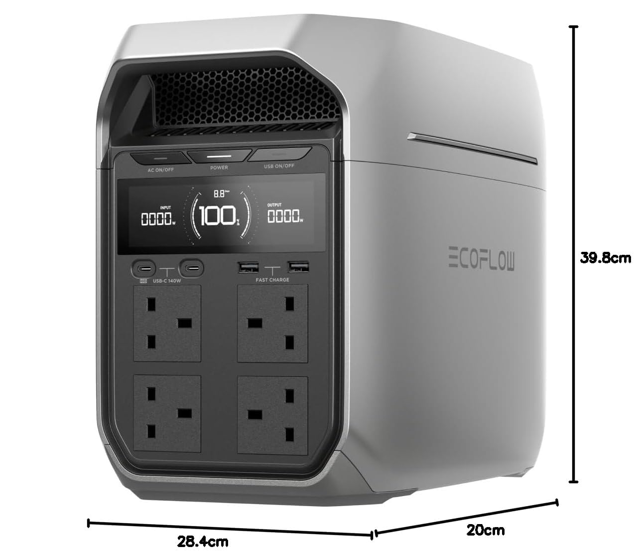 EcoFlow Centrale elettrica portatile DELTA 3 Plus, 1024Wh batteria LFP | ricarica completa in 56 min, uscita fino a 1800W, per backup domestico, interruzioni di corrente e campeggio