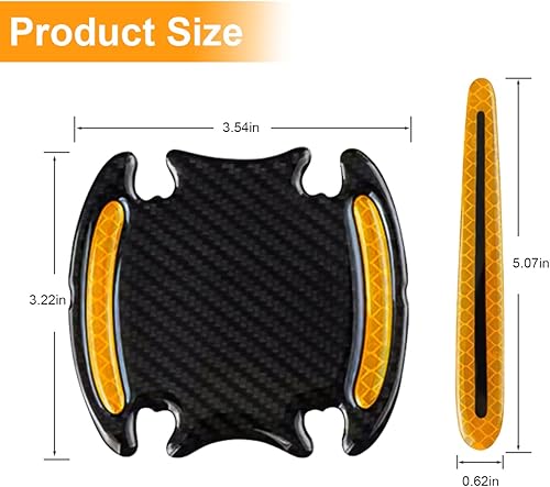 Miniatura 2 de 8 calcomanías reflectantes para manija de automóvil, película protectora de fibra de carbono 3D para cubrir los arañazos, tiras protectoras de
