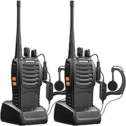 BAOFENG Walkie Talkies Bf-888S Rádios Bidirecionais Recarregáveis para Adultos Comunicador Portátil de Longo Alcance Interfone Uhf Profissional Conjunto de 2 Unidades Walky Talky com Fone de Ouvido, B